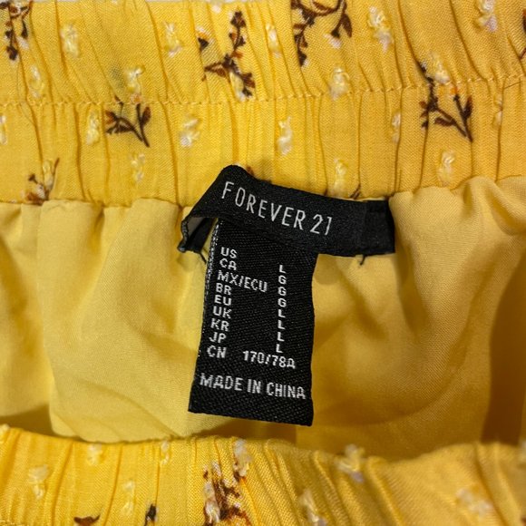 Vibrant Yellow Forever 21 Floral Skirt - Size L‎ - Picture 3 of 4